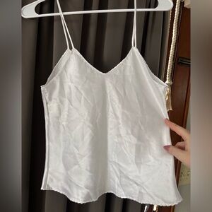 White Satin Spaghetti-Strap Cami Top